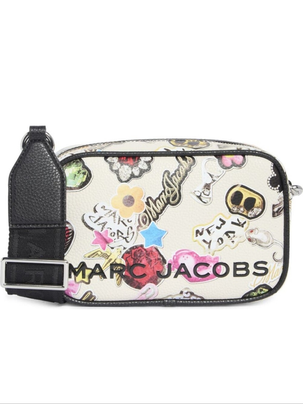 NWT Marc Jacobs Sticker Bold Flash Camera Bag - White with Multicolor Gems